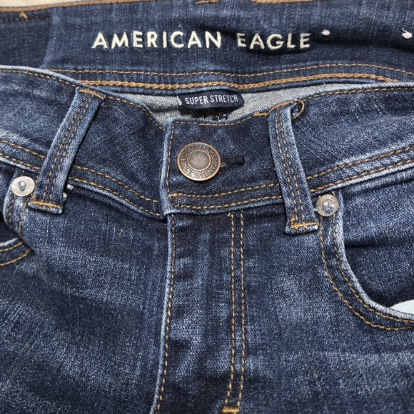 American Eagle Kick Boot Super Stretch Denim Blue Jeans Womens Sz 0 (26x31) Boho - Picture 5 of 11